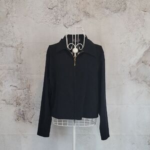 J.G Hook Casuals Black Front Zip Blazer Jacket Womens Size M